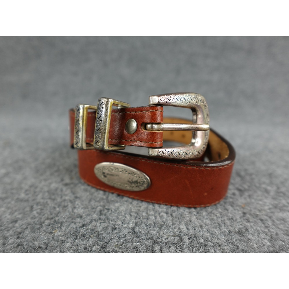 Brighton Leather Western Belt Silver Buckle Embellishments Size 28